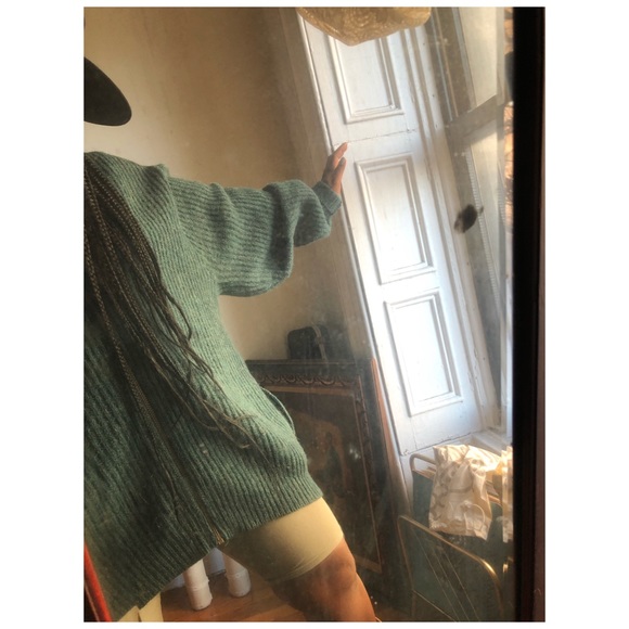 LL Bean green wool oversized zip up cardigan jacket sweater - Picture 7 of 17